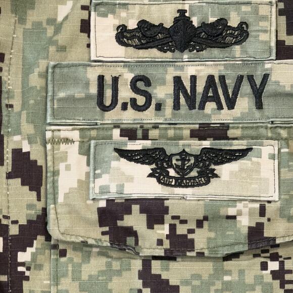 U.S. Navy NWU Type III Shirt Mens Large Short Green Digital Camo Ripstop Uniform - Picture 2 of 10